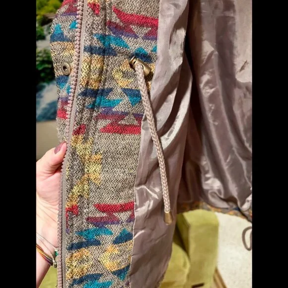 BONGO L Western Tribal Aztec pattern jacket coat - Picture 6 of 7